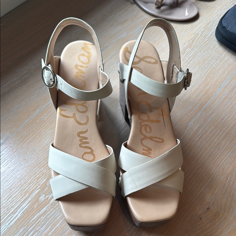 Sam Edelman block heel cream Josephine sandals SZ10